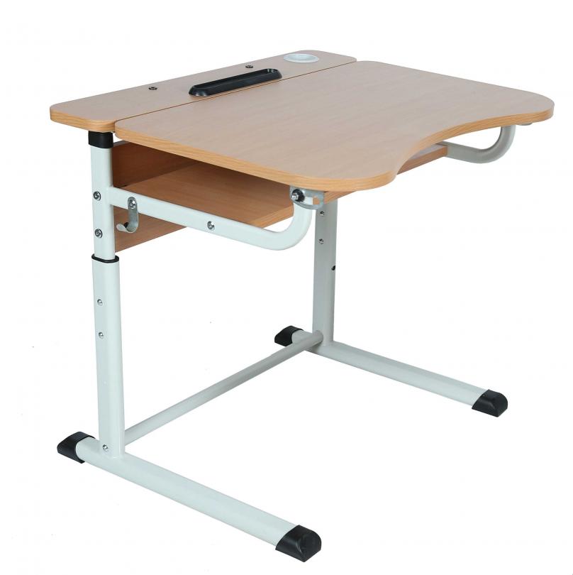 Учнівський стіл з полицею, з регулюванням кута нахилу стільниці, 1-місний, рост. групи №3-5, форма труби каркасу ніг - плоскоовальна, АЛМАНТ, 700х590х580-700 мм